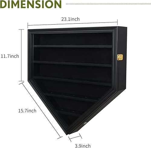 Miniatura 7 de ARRAWIS Vitrina de béisbol de madera maciza 30 soportes de béisbol para montaje en pared caja de sombra de béisbol con cerradura anti decoloración