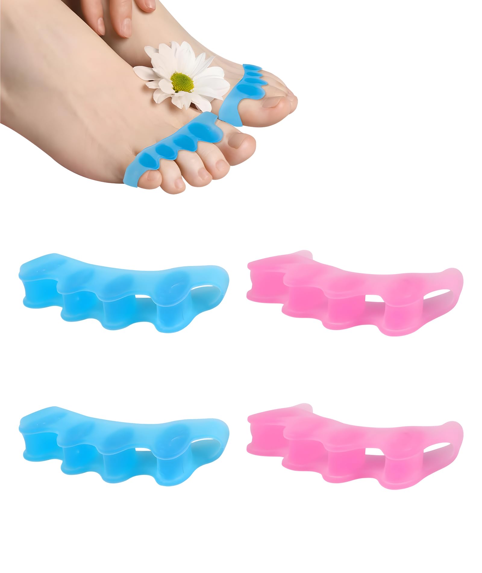 Toe Separator for Men and Women, Bunion Thumb Corrector, Silicone Toe Protector for Foot Alignment, 2-Pack-image-7