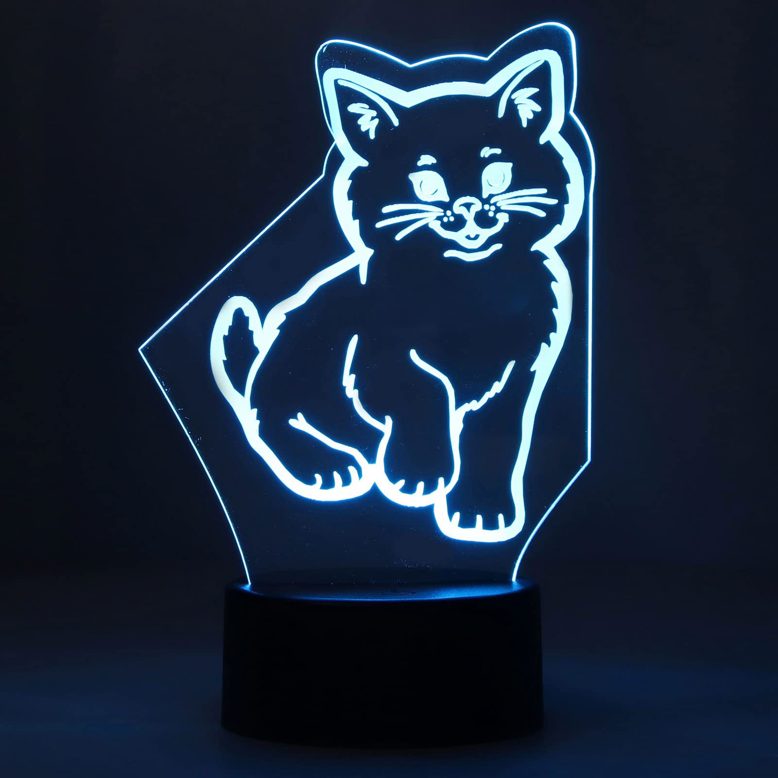 Lampada 3D Gatto LED Notturna Touch 7 Colori Con Base USB - Illusione Ottica, Regalo Originale