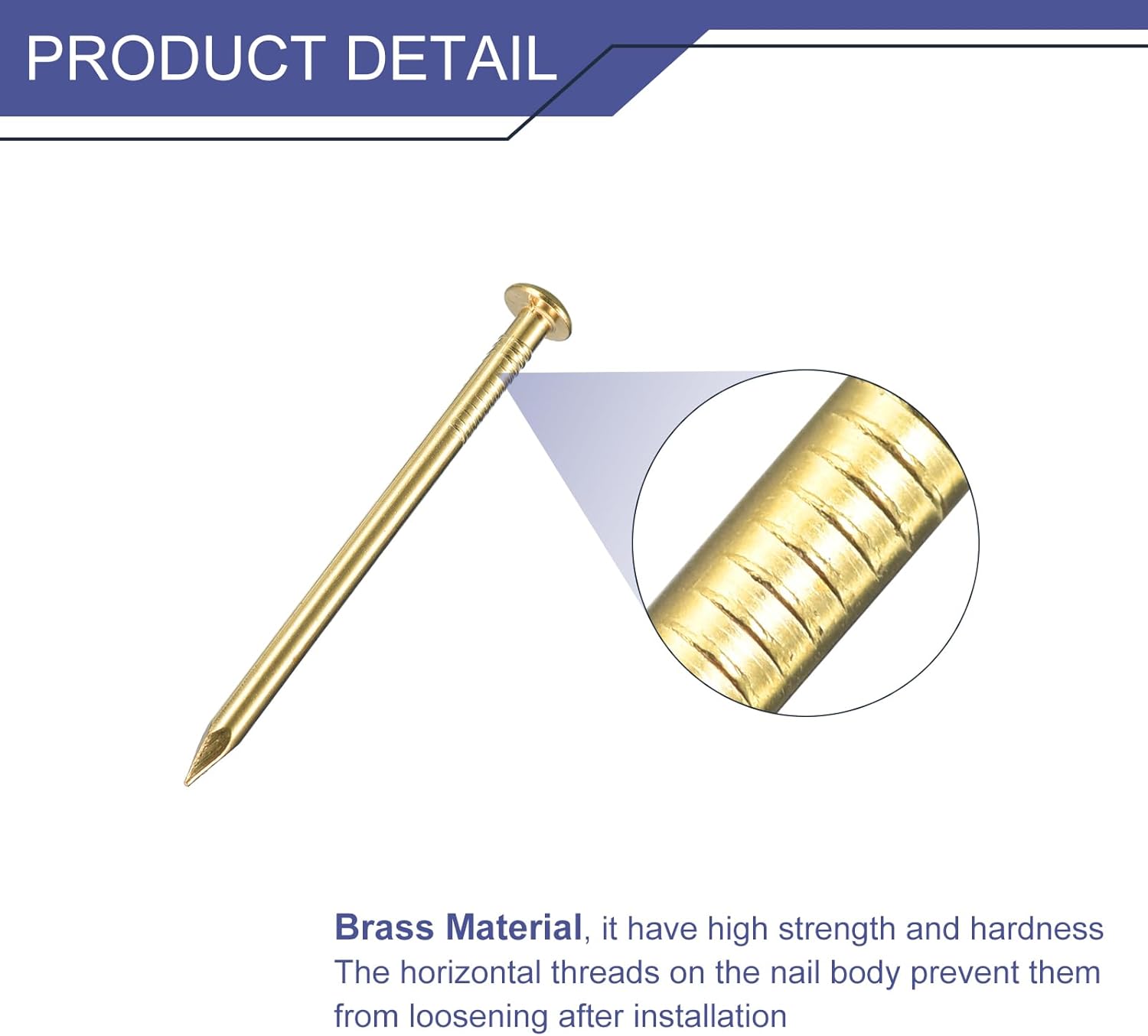 sourcing map 20 Pcs Small Tiny Nails 2.8mmx50mm(DXL) Tiny Brass Nails Hardware Nails Small Nail for Wooden DIY Decorative Boxes Household Accessories, Brass Tone