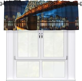 Portland at Night Print Curtain Valance,18x54 Inch Rod Pocket Curtains Valance, for Kitchen,Living Room,Bedroom - Buy now