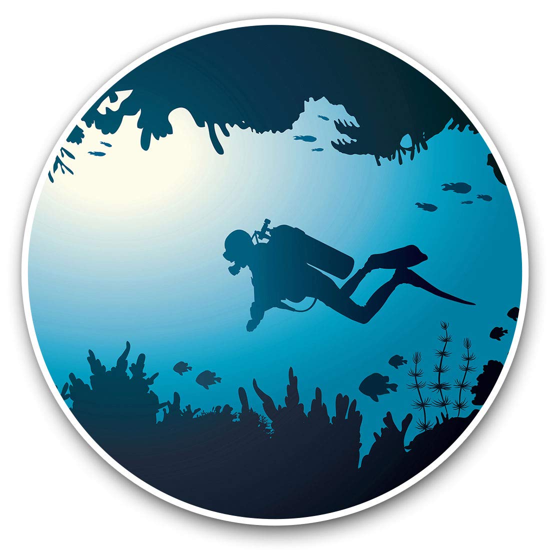Destination Vinyl Ltd Scuba Diver Diving Ocean 8538 Vinyl Stickers (Set Of 2) 7.5Cm - Scuba Diver Diving Ocean #8538