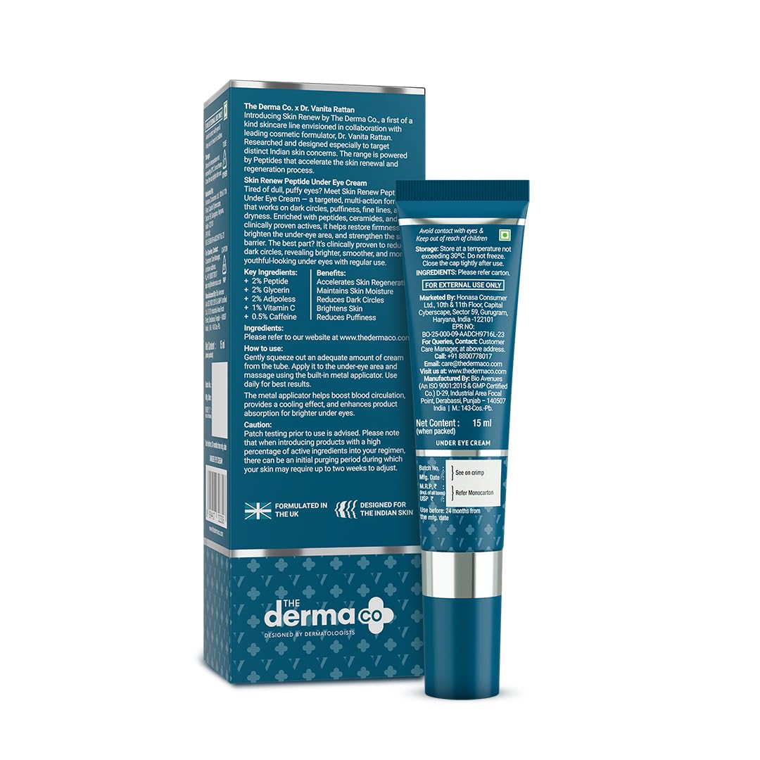 The Derma Co. Skin Renew Peptide Under Eye Cream | Brightens Undereye | Reduces Dark Circles, Wrinkles, Fine Lines & Puffy Eyes With Metal Applicator | Boosts Skin Renewal - 15 ml — Amazon image 9