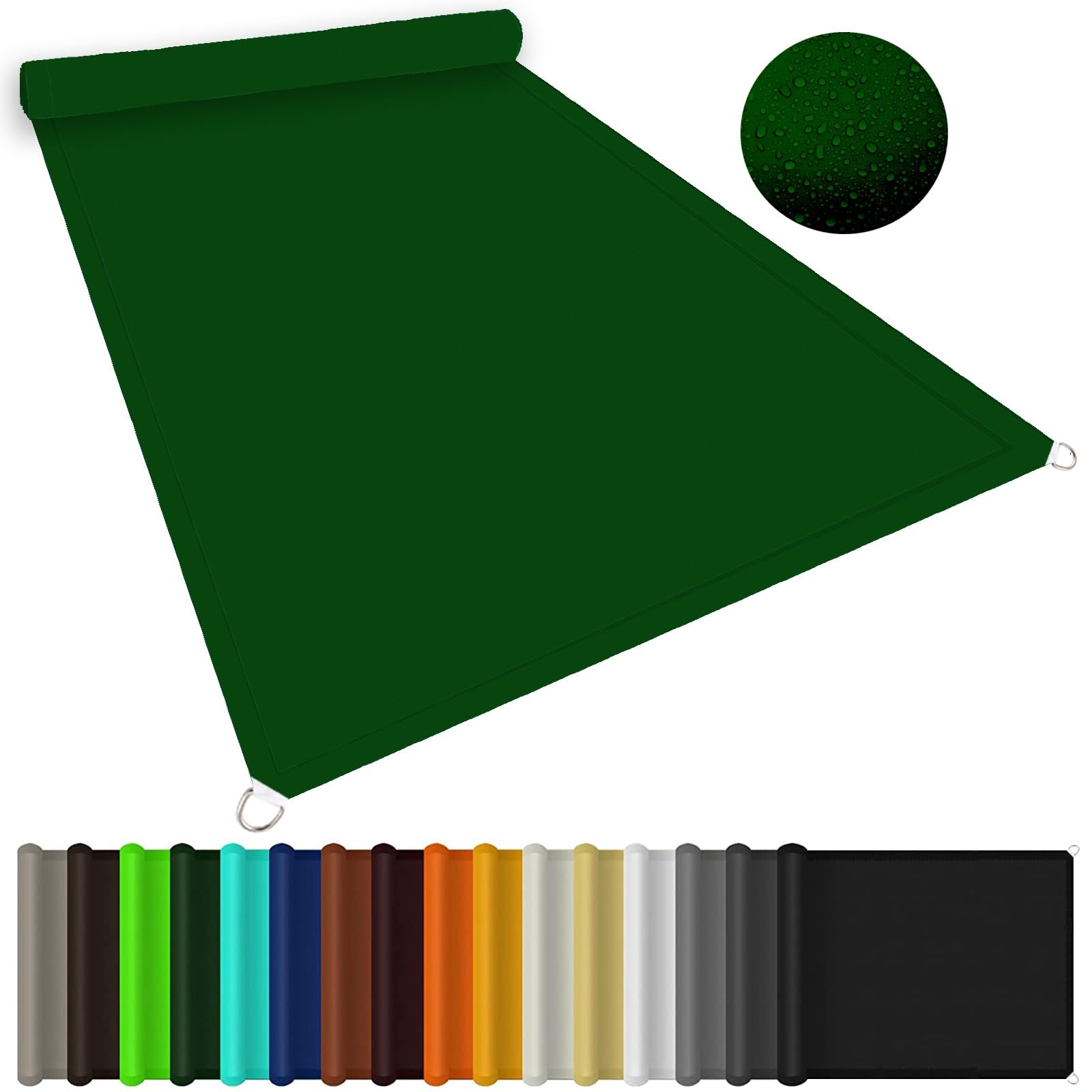 Voile d'ombrage imperméable rectangle 1.5x3.8m vert foncé
