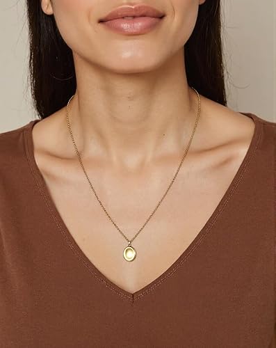 Miniatura 4 de B BBPM Collar de piedra de preocupación  Collar con colgante delicado chapado en oro de 14 quilates, colgante de pulgar pacífico  Colgantes para