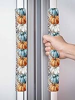 Vista 8 de Juego de 2 fundas de arpillera otoñal para manijas de puerta de refrigerador, para lavavajillas, microondas, horno, nevera, estufa