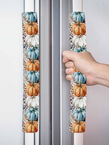 Miniatura 8 de Juego de 2 fundas de arpillera otoñal para manijas de puerta de refrigerador, para lavavajillas, microondas, horno, nevera, estufa,