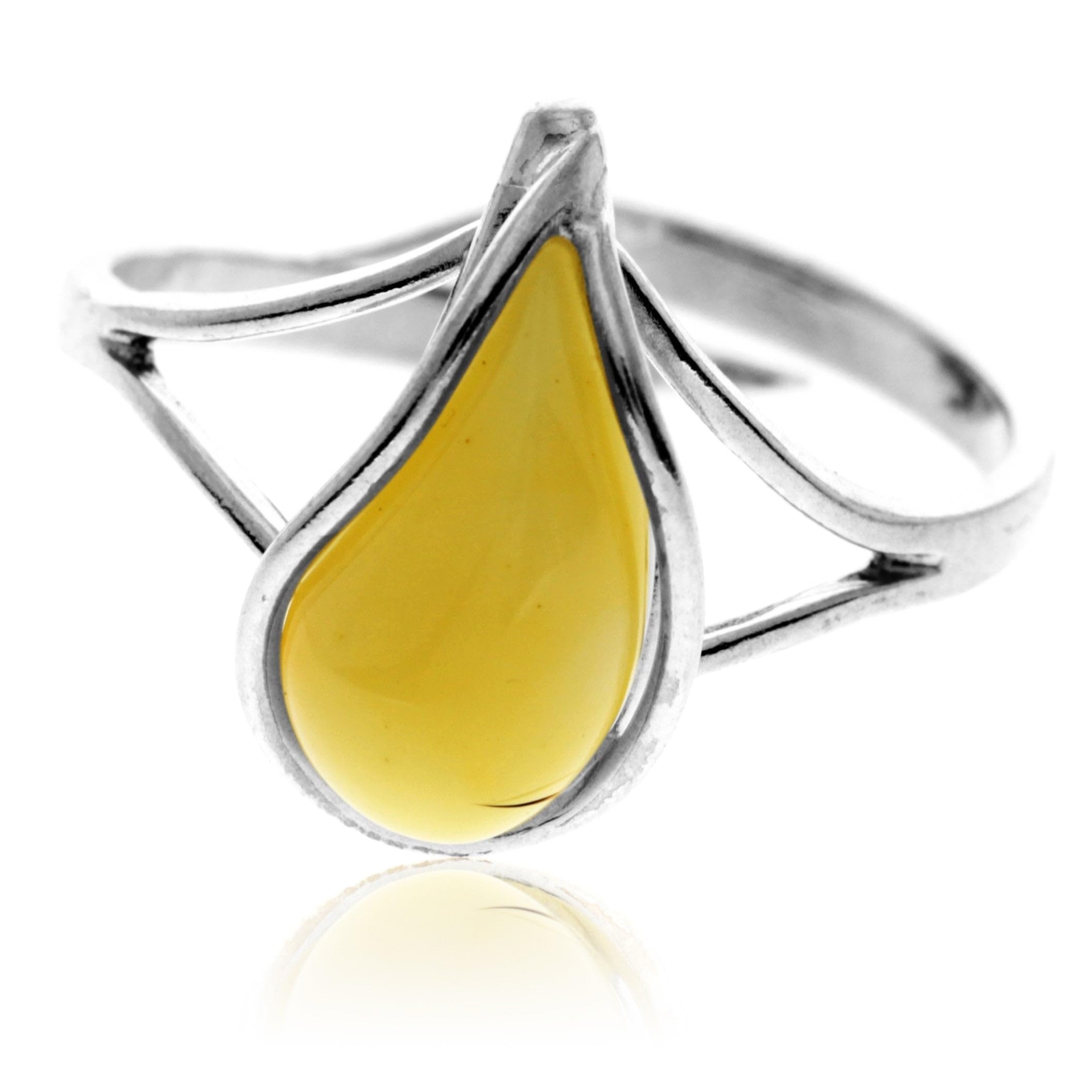 Bague ambre jaune réglable en argent pour en finir avec les problèmes de taille de doigt - 7