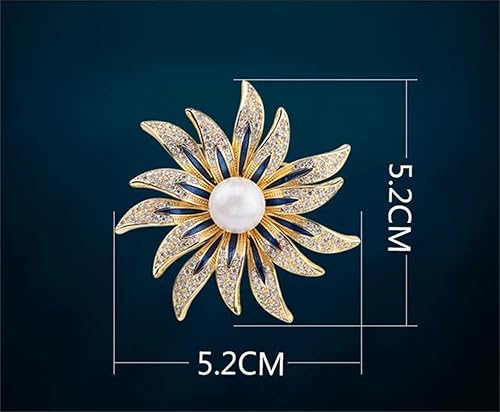 Miniatura 5 de Broches de girasol con perlas para mujer, aleación de diamantes de imitación de cristal, alfileres esmaltados, bolsa, insignia, bufanda, hebilla,