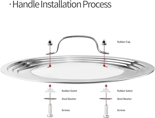 Miniatura 3 de Tapa universal de acero inoxidable para ollas, sartenes y sartenes, se adapta a funda de sartén de repuesto de 7 a 12 pulgadas y tapa de sartén de