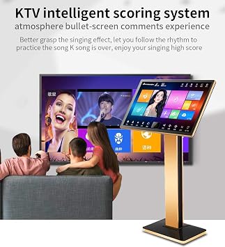 Karaoke Machine, 22 inch Touch Screen YouTube Song, Cloud Song Update, Real-time Score, Wireless Mic KTV System fit for Bar Home Party, 4T