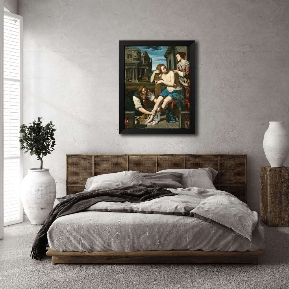 ArtDirect Bathsheba at her bath Custom Framed Art Print Giclee Print or Canvas Options with Various Sizes and Customization by Artemisia Gentileschi