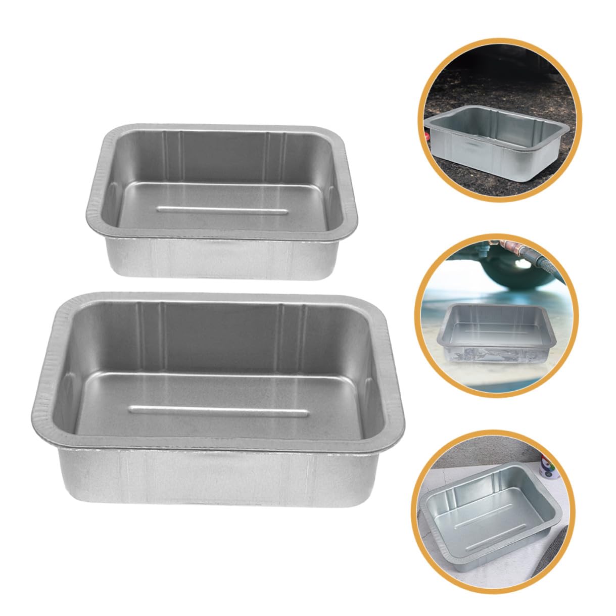 Bandeja de Goteo de Aceite Metálica Engrosada 2 Tamaños (pequeña y Grande) para Mantenimiento Automotriz, Resistente, sin Fugas, Adecuado para Reparaciones y Cambios de Aceite