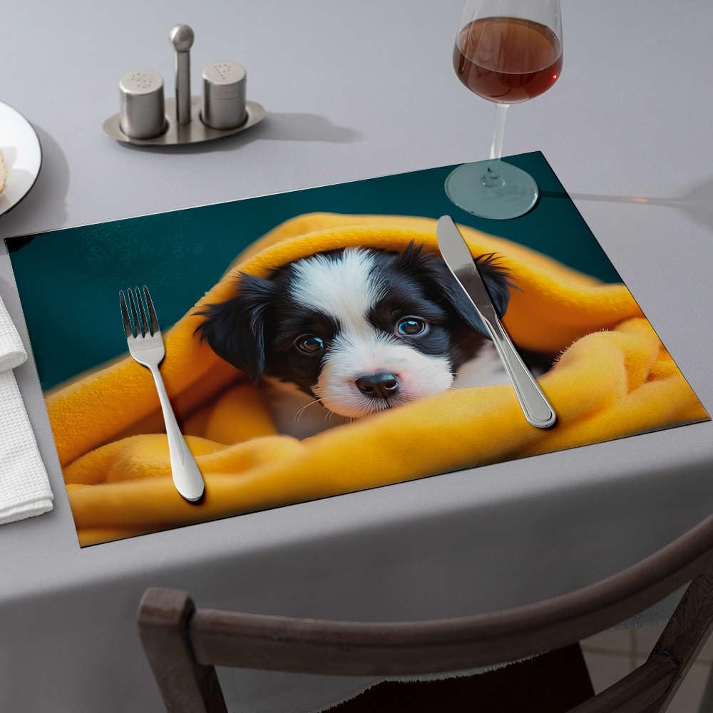 Set de table chiot jaune pour repas de fête Western et décoration conviviale