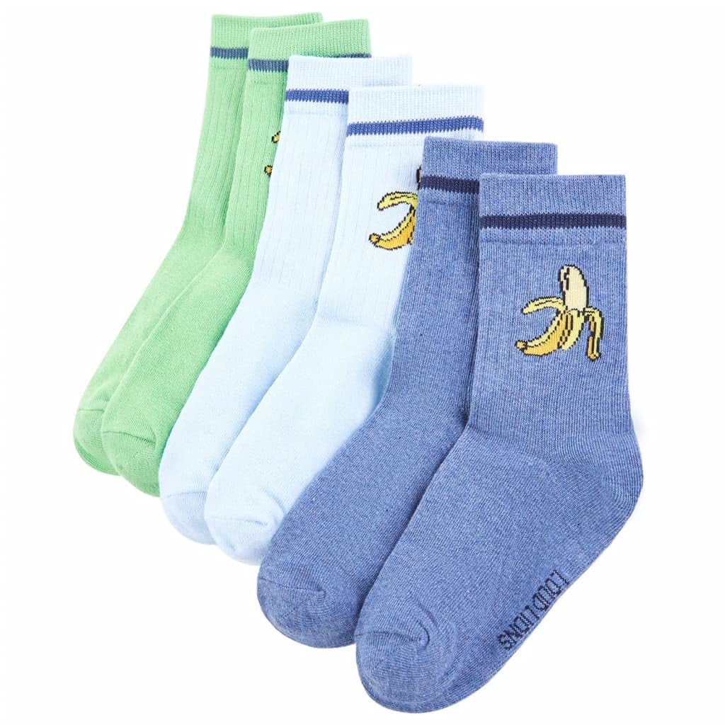 Vidaxl Multicoloured Kids' Socks Cotton Socks School Socks 5 Pairs Peeled Banana Print Eu 23-26