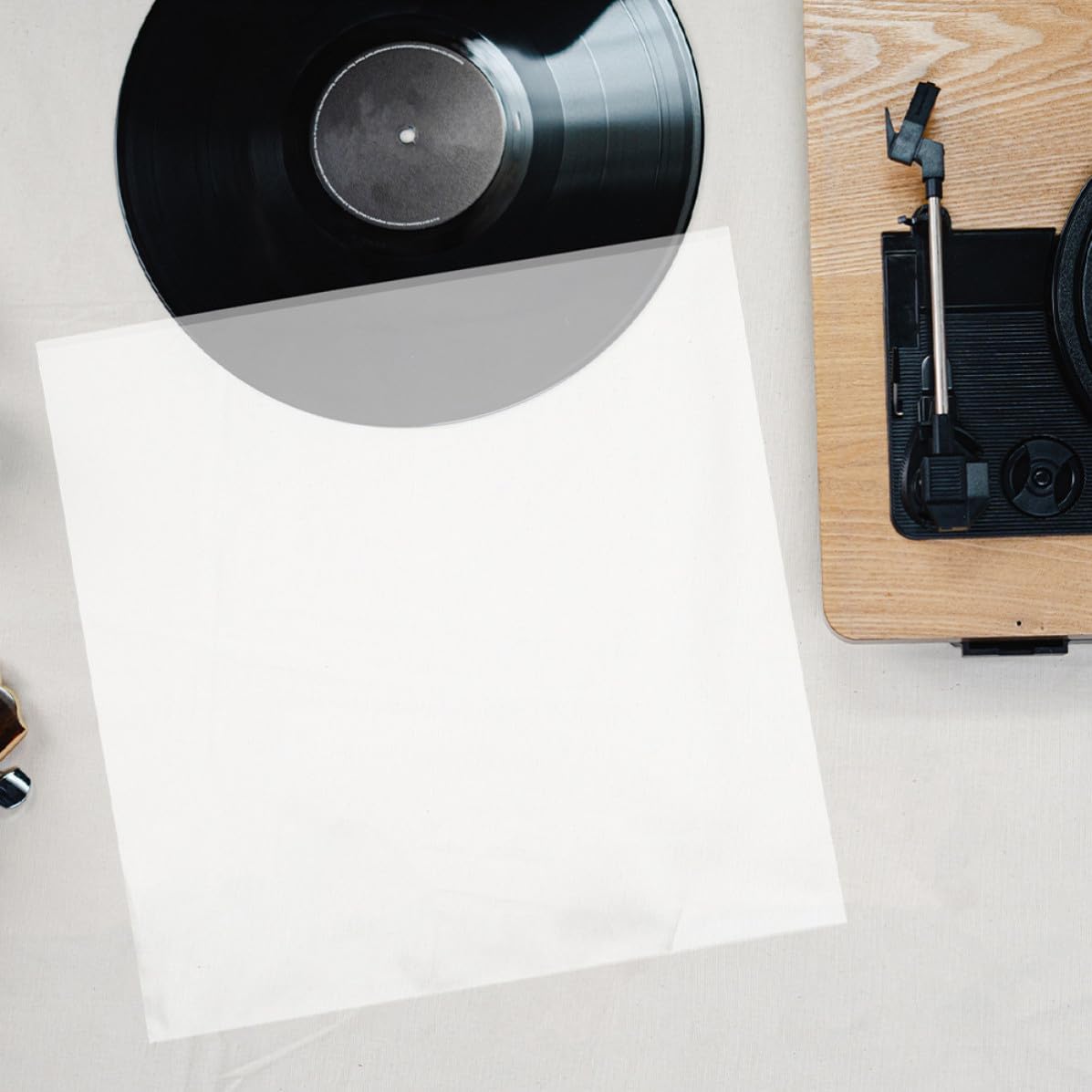 60pcs Vinyl Record Outer Sleeve with Self-Adhesive Plastic Protection | Standard Record Storage Cover, Helps Reduce Fingerprints and Stains, Easy Sealing for Collectors and Archive Organization