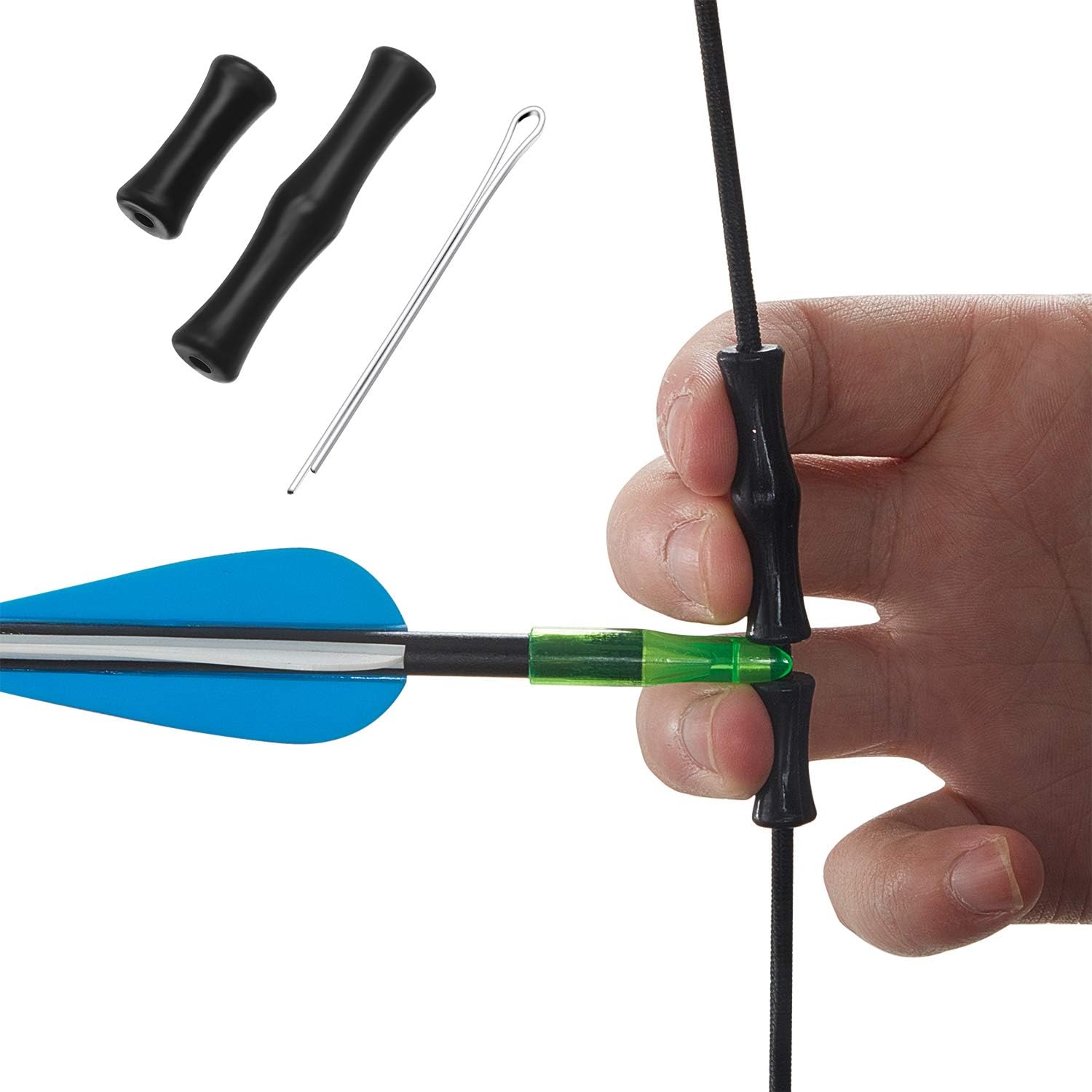 6 Sets Bowstring Finger Savers Bowstring Finger Guards Archery Bowstring Saver Finger Protector for Hunting (Black) : Sports & Outdoors