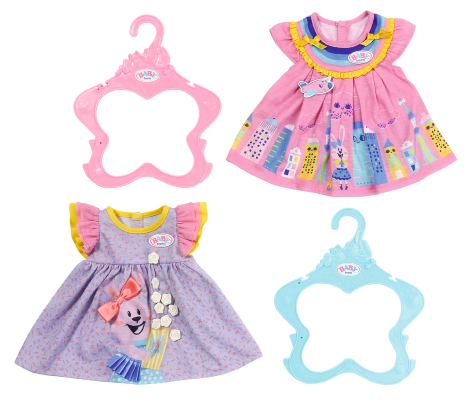 BABY Born 705445 Lot De 2 Robes 43 Cm Avec Cintres - Vêtements Poupée Pour Enfants Dès 3 Ans