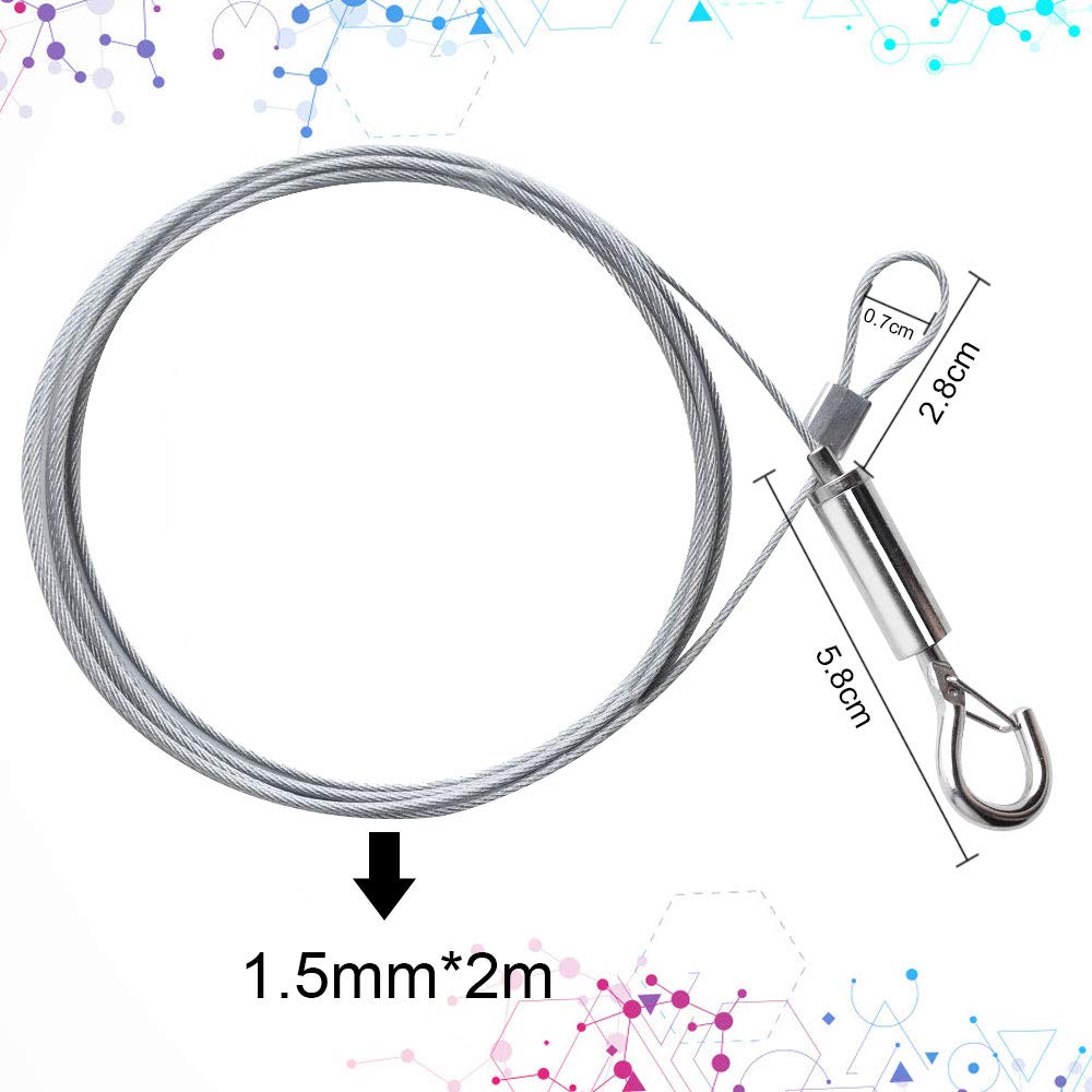 Cavo In Acciaio Inox Per Appendere - 4 Pezzi Filo Metallico Regolabile Con Ganci - Portata Fino A 30 Kg - Per Foto, Specchi, Lampade - Foto 6