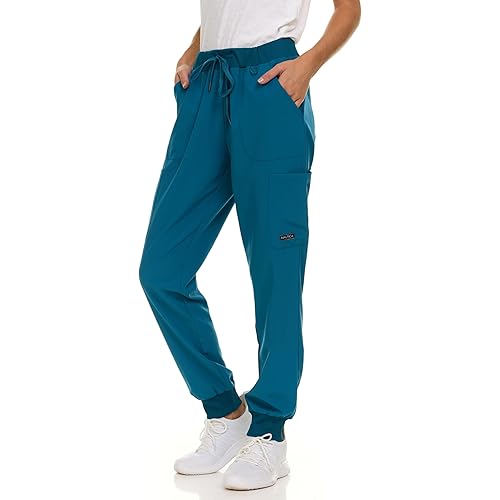 Nautica Scrub Pants for Women, Breathable Drawstring Jogger Scrubs for Women, 5 Pocket Stretch Soft Scrub Bottoms for Woman