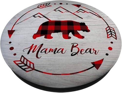 Miniatura 2 de Regalo de mamá oso búfalo a cuadros mamá oso de búfalo, agarre y soporte para teléfonos y tabletas, Negro