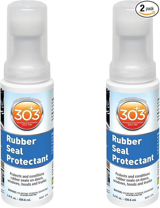 303 Products Rubber Seal Protectant – Windows, Hoods, Trunks, Rejuvenates Color & Flexibility of Old & Dry Seals, Weatherproofing & UV Protection, 3.4 fl.oz (Pack of 2)