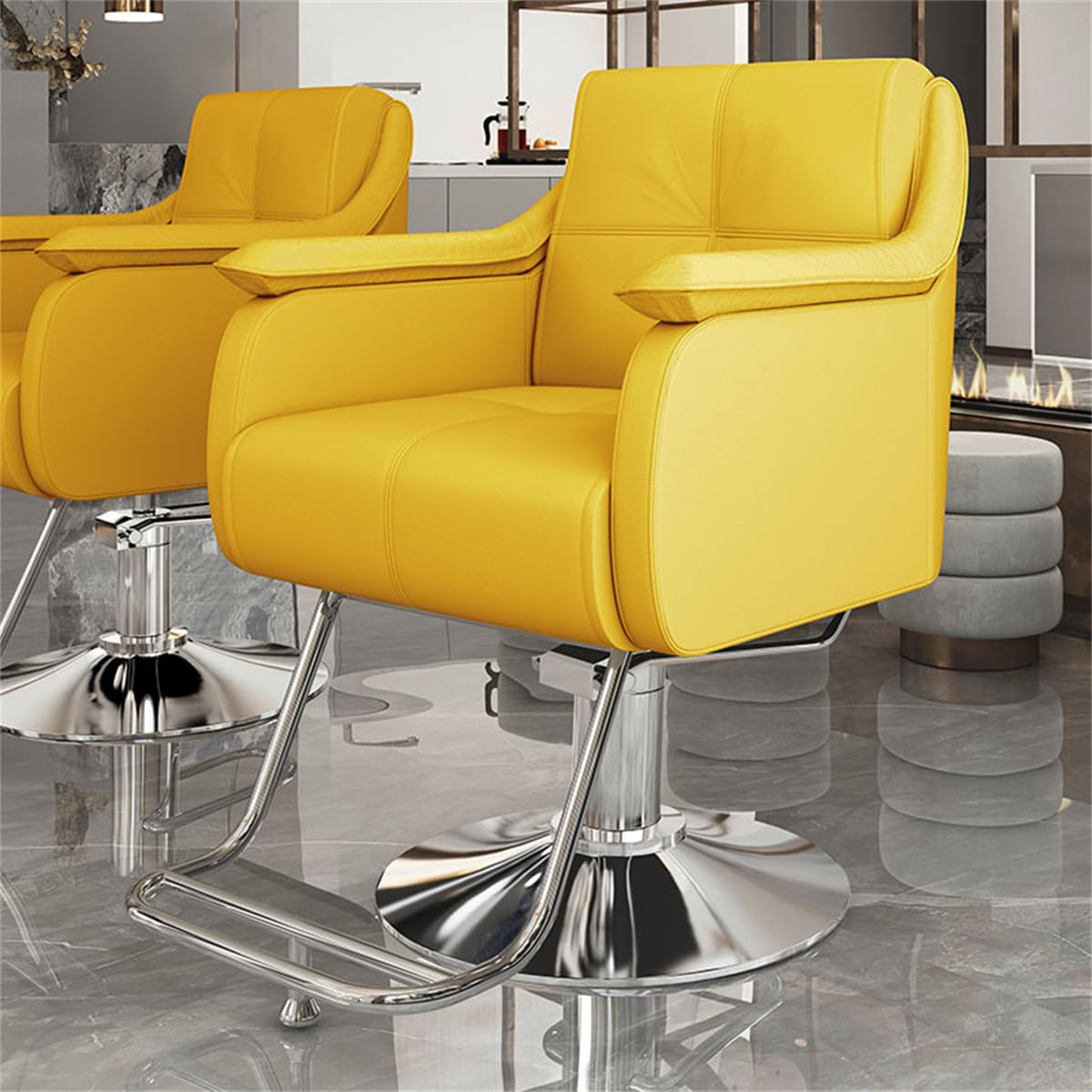Generisch Friseurstühle, Schwerlast-Friseurstuhl mit Hydraulik – Höhenverstellbar, 360° drehbar, ideal für Friseursalons, Home-Styling und Spas – Profiqualität