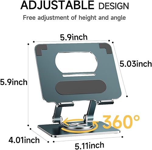 Miniatura 3 de iPad Stand for Desk, Tablet Holder with Thickened 360Rotating Base Base Dual Rod Adjustable Aluminum Stand for All 4-12.9 iPad Surface Samsung Phone