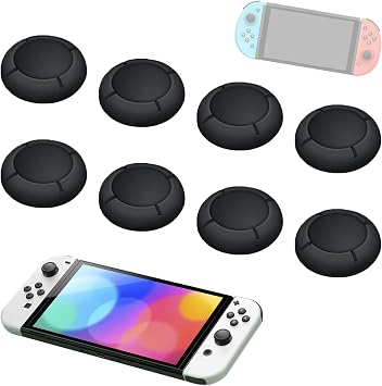 8 Pcs Handle Replacement ButtonCap For Switch, Replacement Button Caps for SwitchJoycon, Thumbsticks Protector Covers for Switch Lite Black Silicone Protective Accessories for Joystick 3D Grips Cap