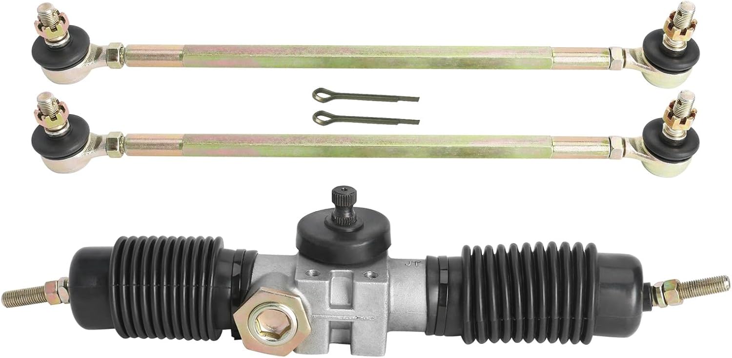 Automotive Replacement Steering Gear Rack Pinion Assembly | 16.5" Rack & 14.2" M10 Tie Rod Set for Powersports ATV UTV Golf Cart | Heavy Duty Chassis Steering System
