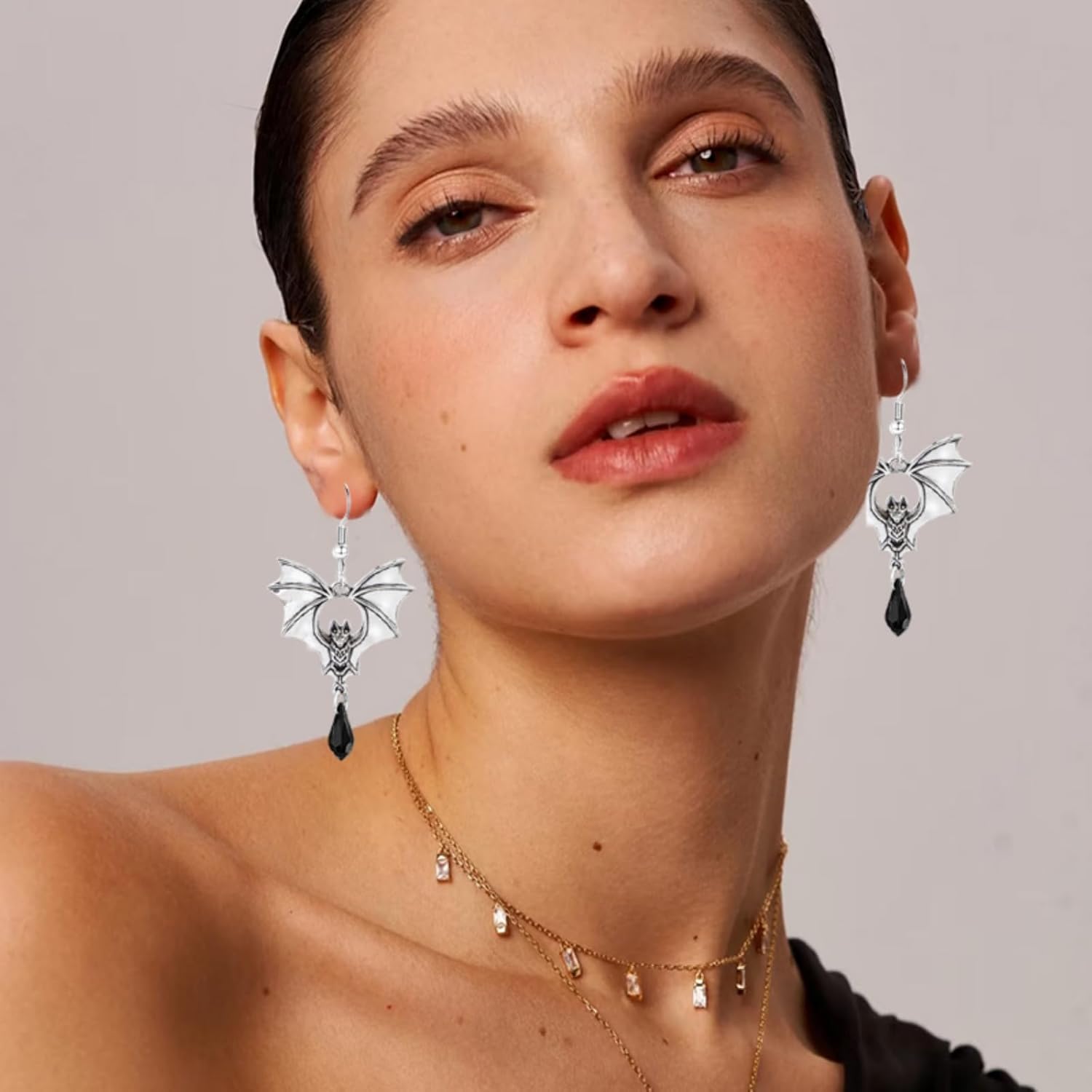 Gothic Bat Earrings for Women Black Red Crystal Spider Earring Punk Vampire Earrings Halloween Cosplay Party Jewelry - Image 4