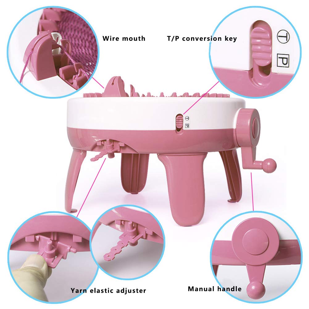 PLLO 40 Nadeln Strickmaschine, Smart Weaving Loom Knitting Round Loom, DIY Hand Rotating Double Knit Loom Machine Kit, für Erwachsene Kinder