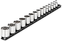Vista 1 de TEKTON Juego de llaves de vaso de 12 puntos poco profundas de 3/8 pulgadas con riel, 15 piezas (1/4-1 pulg.) SHD91111