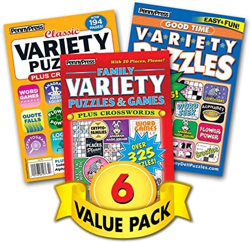 Jumbo Crosswords & Family Variety Puzzles & Games for Adults & Seniors – 6 Pack [Paperback] Penny Press/Dell Magazines