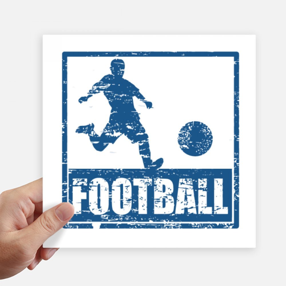 Autocollant carré de football bleu joueur coup de pied de 20 cm pour décoration mur et pc 4pcs