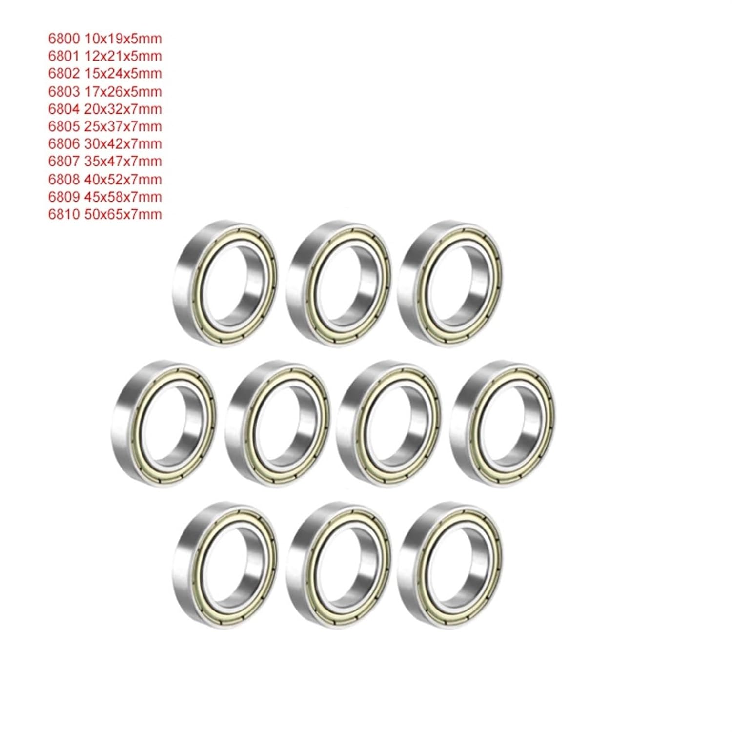 6800 6801 6802 6803 6804 6805 6806 6807 6808 6809 6810ZZ 2Z 2RS Thin Wall Metal Shielded Rubber Sealed Bearing Ball Bearings(2RS (Rubber Cover),1PCS_6800)