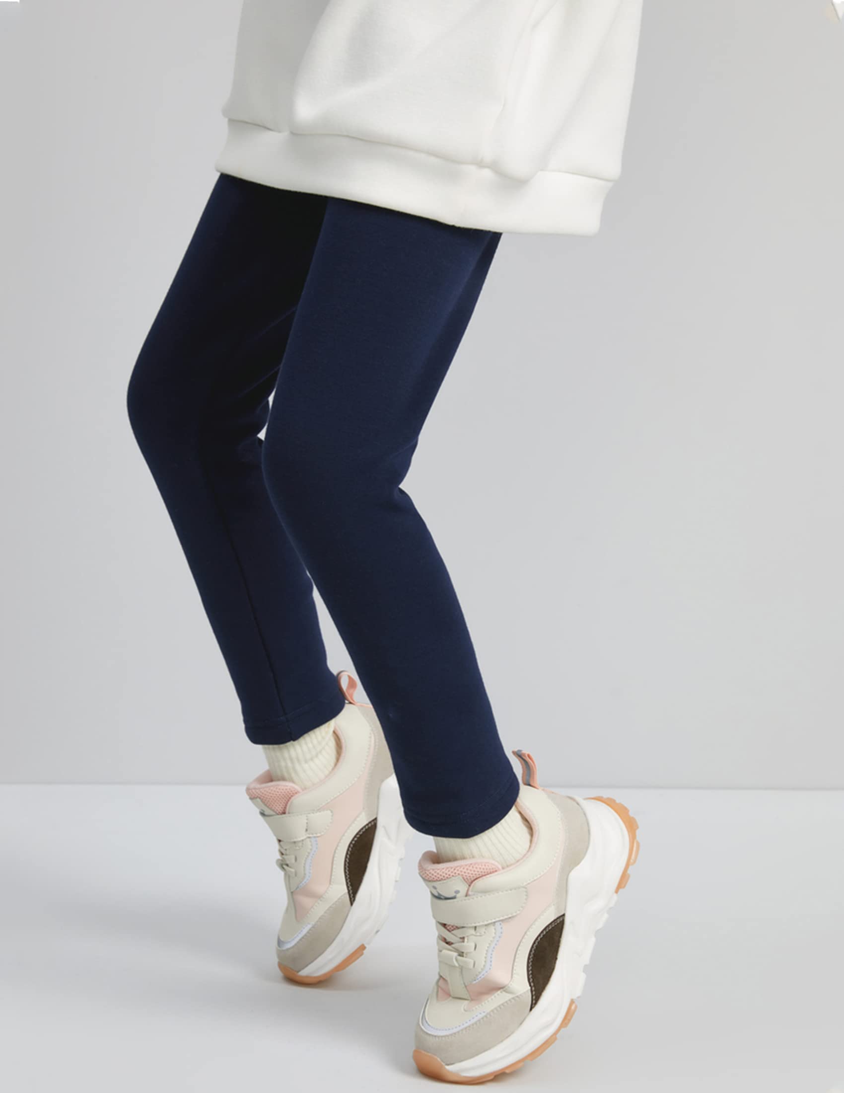 Kiench Mädchen Leggings Winter Dick Gefüttert Hosen Baumwolle 4er-Pack