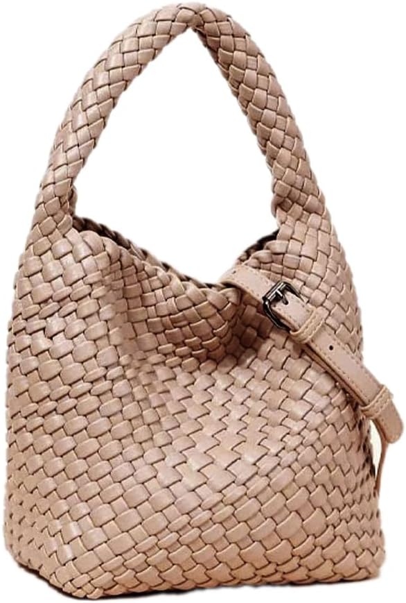 Buy Handmade Woven Leather Women's Bucket Bag at Ubuy Kuwait