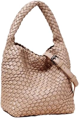 Woven Leather Bags for Women Knoted Women Handbag Designer Shoulder Bucket Purse Handmade Fashion Tote Hobo Bag Small