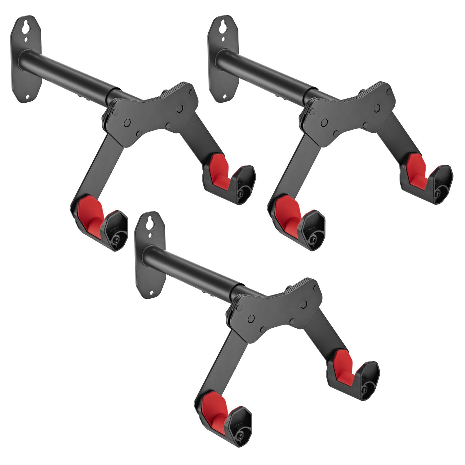 HOKO-VELO 25 set van 3 verstelbare fiets muurbeugel/framehouder met siliconen bescherming. Voor alle gangbare fietsen en hybride, MTB- en BMX- fietsen. Krasbestendige coating