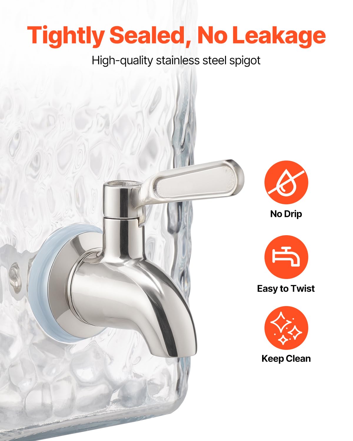 VEVOR Distributore di Bevande, 2 Pezzi da 5,5 L, Contenitore di Succhi in Vetro con Supporto in Metallo, Rubinetto in Acciaio Inox, Infusore, Distributore di Tè Freddo, Limonata, per Feste