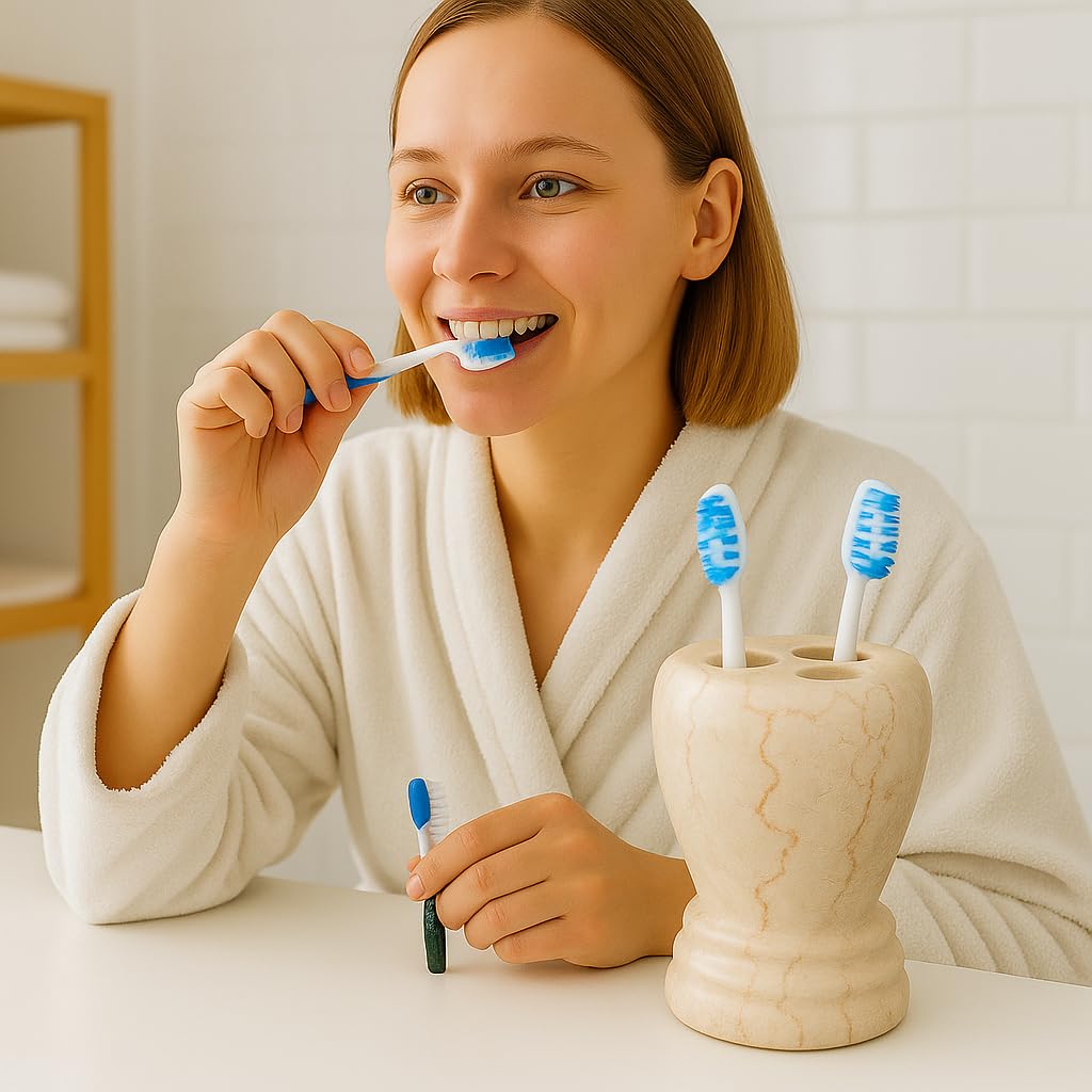 Creative Home Hand-Carved Natural Marble Toothbrush Holder – Elegant & Durable | Luxurious Bathroom Essential