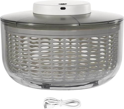 Miniatura 5 de Secador eléctrico de verduras de 6L6.34QT, lavadora de frutas y verduras con cable USB y cesta de drenaje, hilandero eléctrico de ensalada para