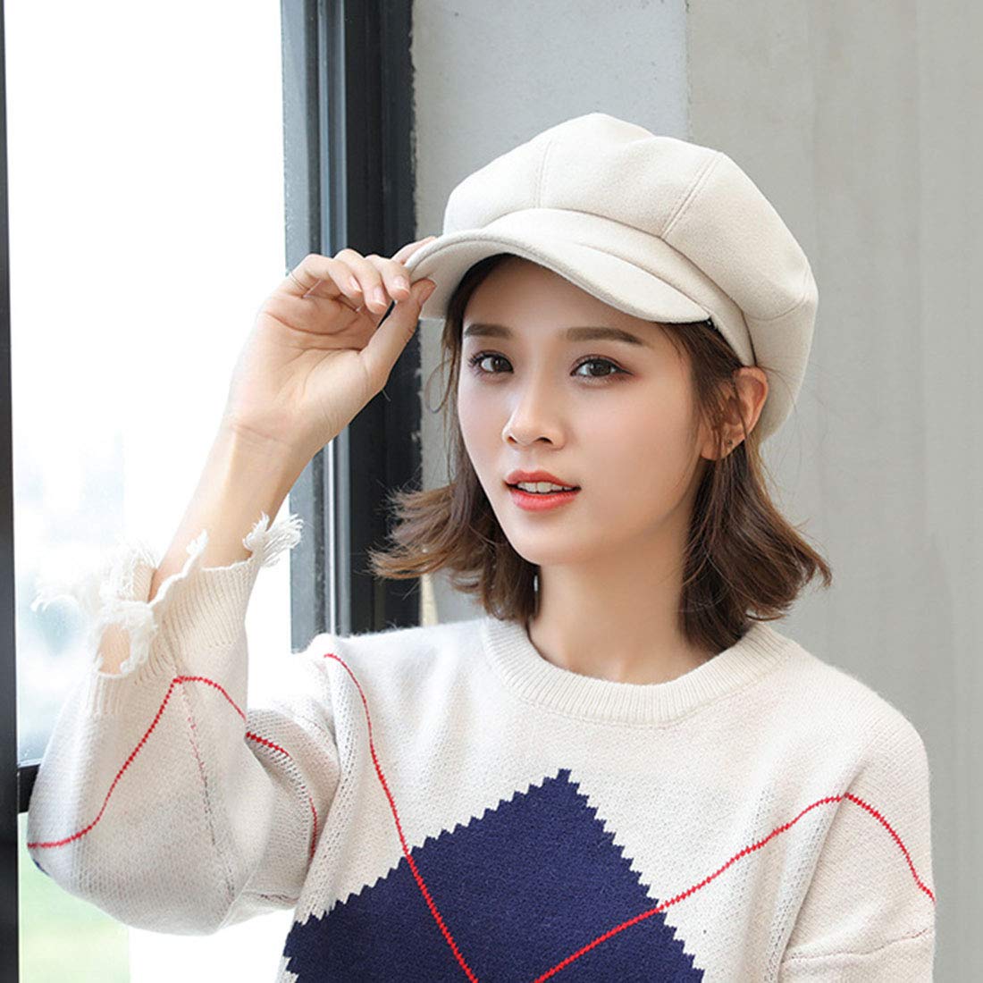 Schirmmütze Barett Mütze Damen Casual Mütze Ballonmütze Beret Cap