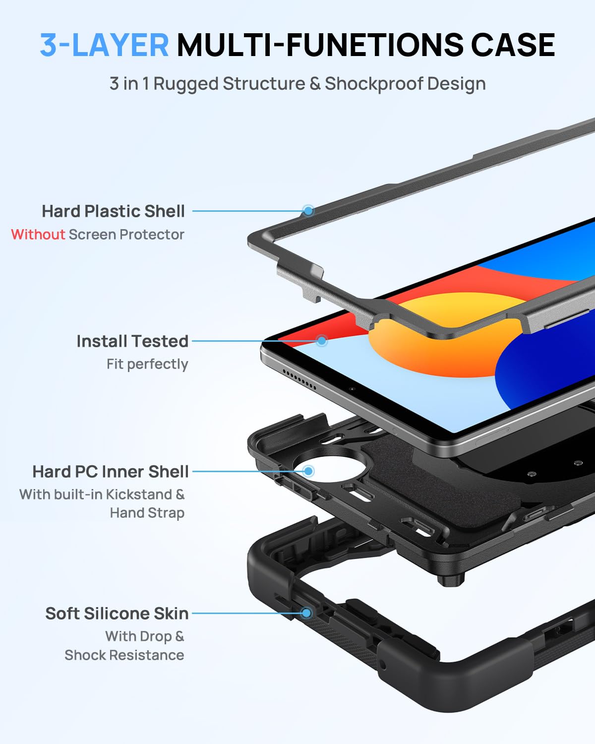 Gerutek Custodia Xiaomi Redmi Pad Pro 12.1 - Cover Con Cavalletto 360° E Cinghia Regolabile - Foto 1