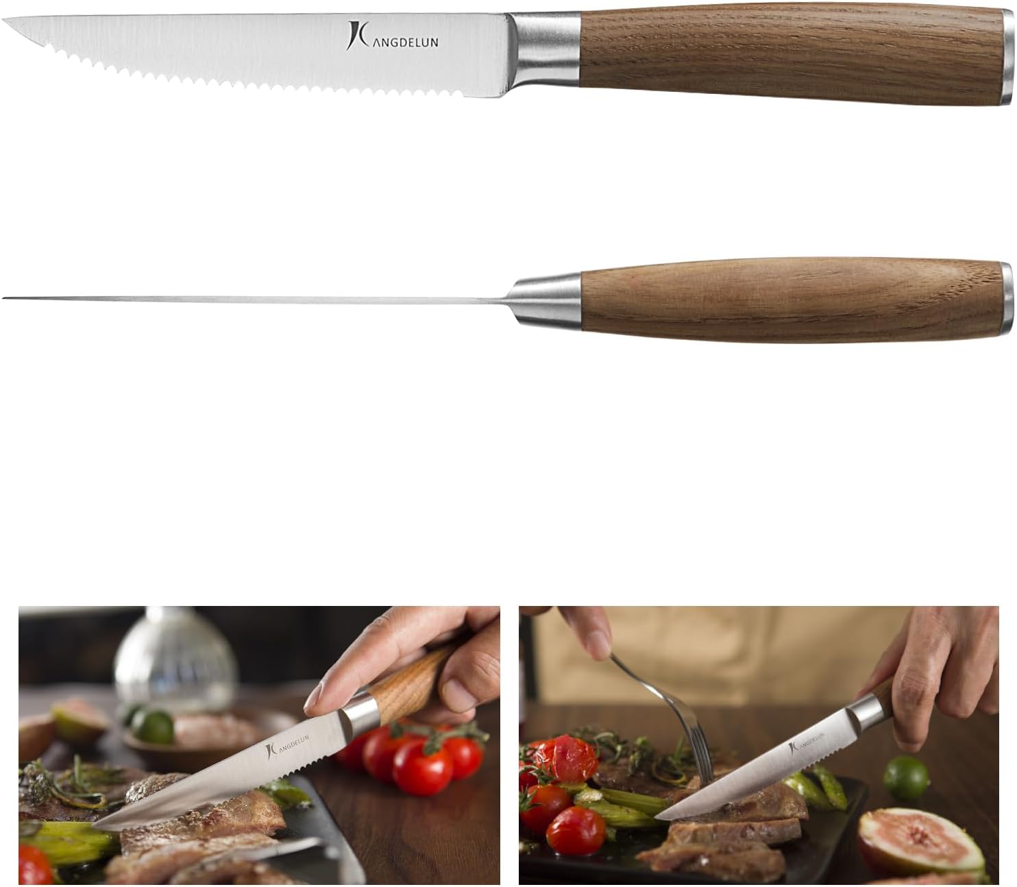 8 PCS Steak Knife Set, and 6 PCS Steak Knife Set, with Gift Box, Ultra Sharp High Carbon Stainless Steel, Wooden Handle