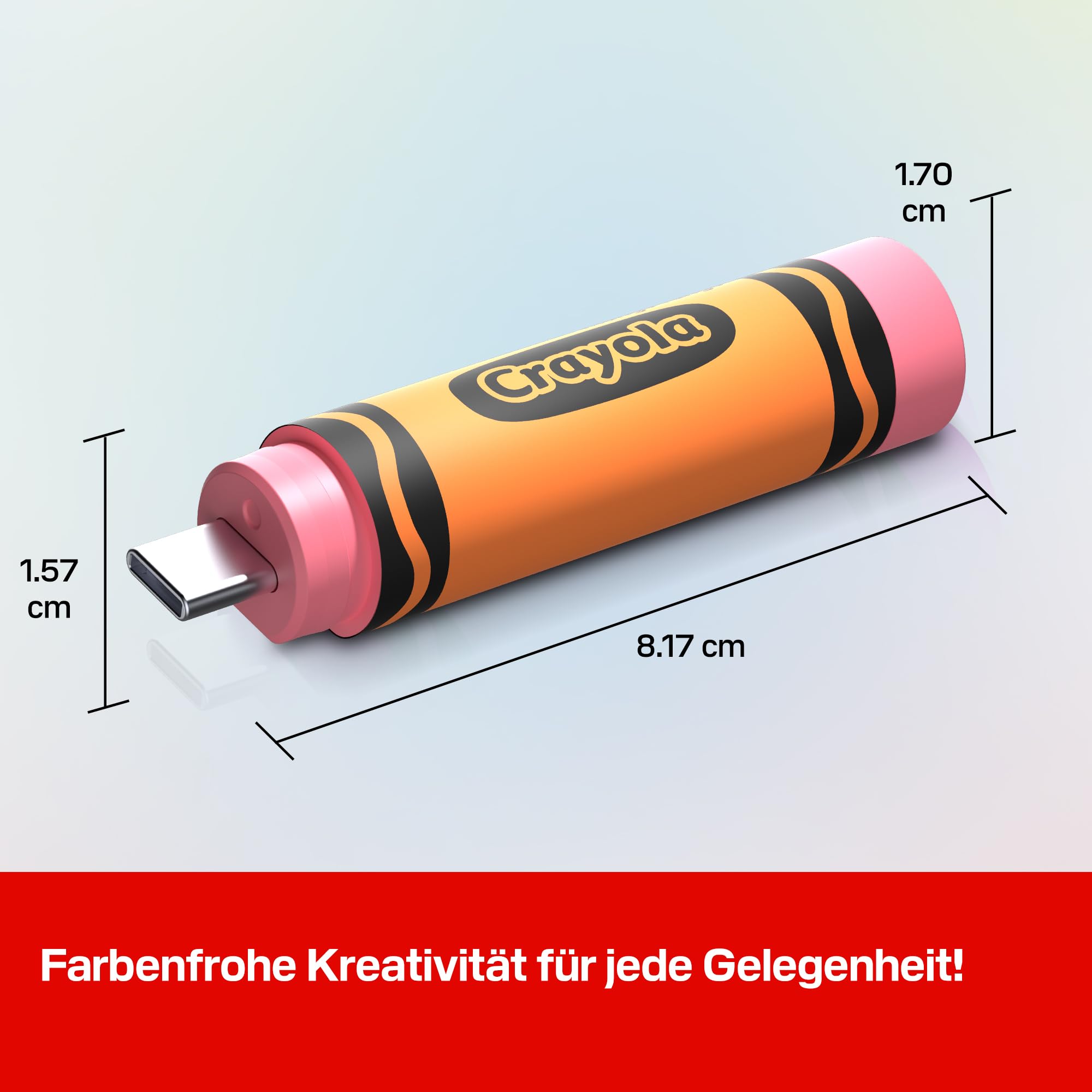 SANDISK Crayola USB-C Flash-Laufwerk 256 GB, Mango Tango (bis zu 300MB/s lesen, USB 3.2 Gen 1, SANDISK app, für Smartphones, Tablets oder Computern mit Anschluss)