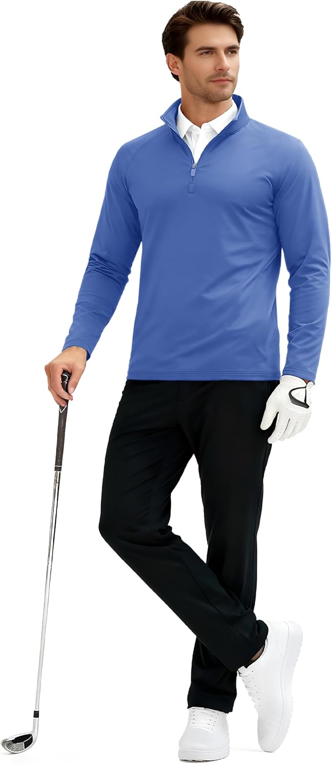 TACVASEN Men's Quarter Zip Pullover Fleece Lined Thermal Long Sleeve Golf Shirt 1/4 Zip Warm Winter Sweatshirts - Image 4