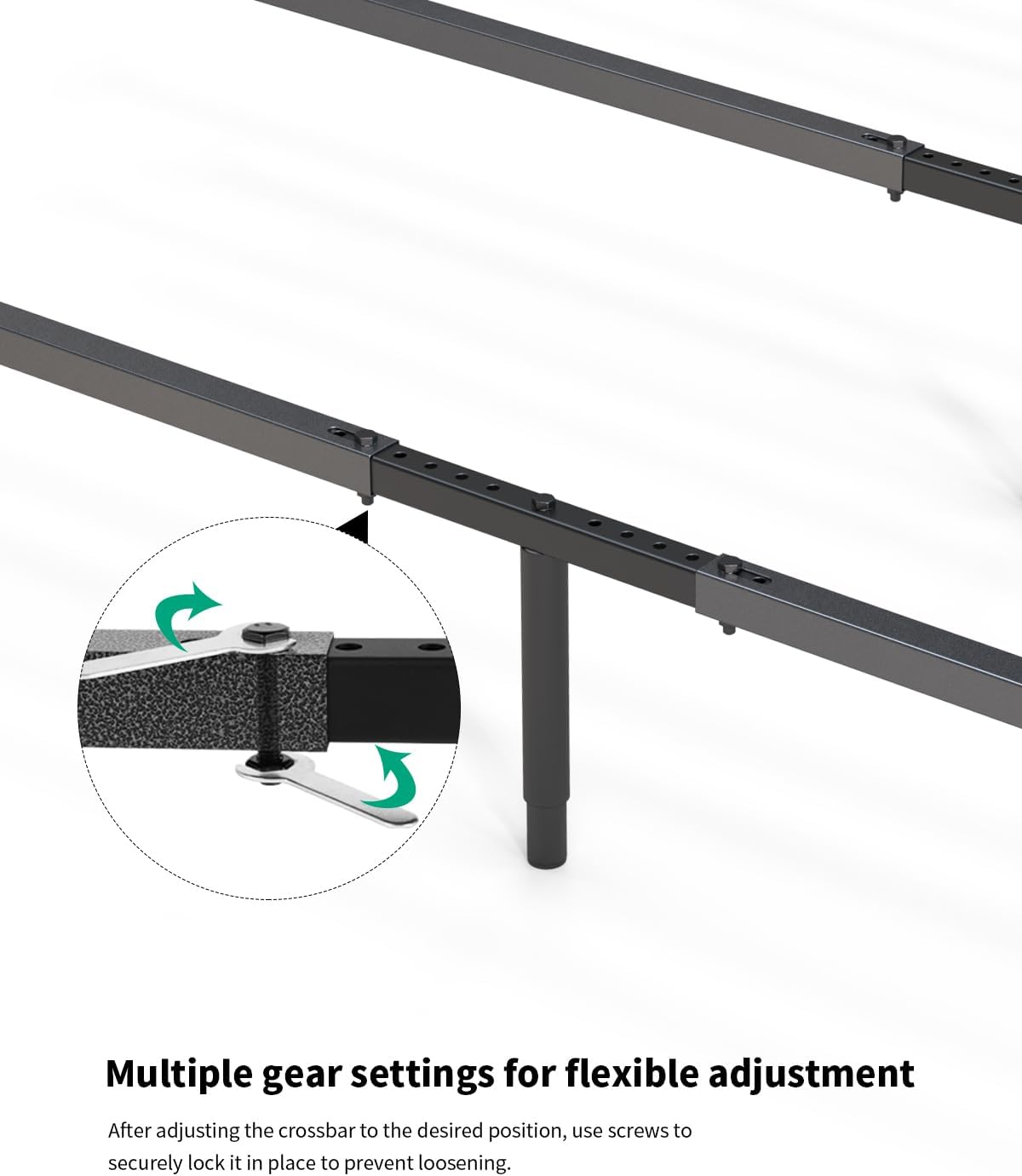 Bed Frame Support System 3Pack 58in-68in, Adjustable Bed Frame Center Support, Bed Support Slats for Queen and King Mattress, Box Springs, and Universal Bed Foundations (Black/3pack, 70Inch-80Inch)