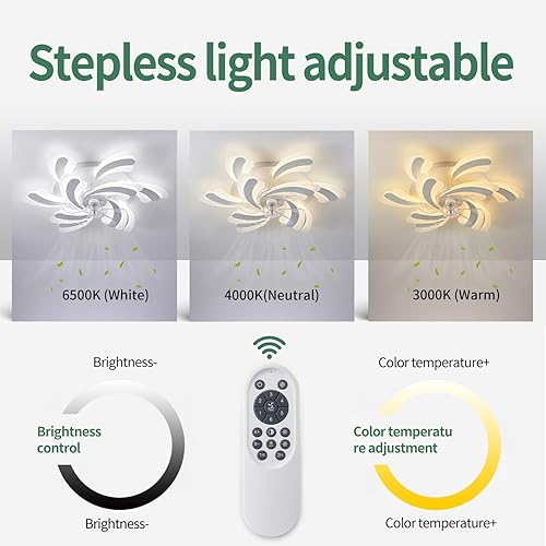 Miniatura 3 de Ventilador de techo moderno con luz y control remoto, ventiladores de techo de perfil bajo con luces, ventilador de techo de montaje empotrado de 26